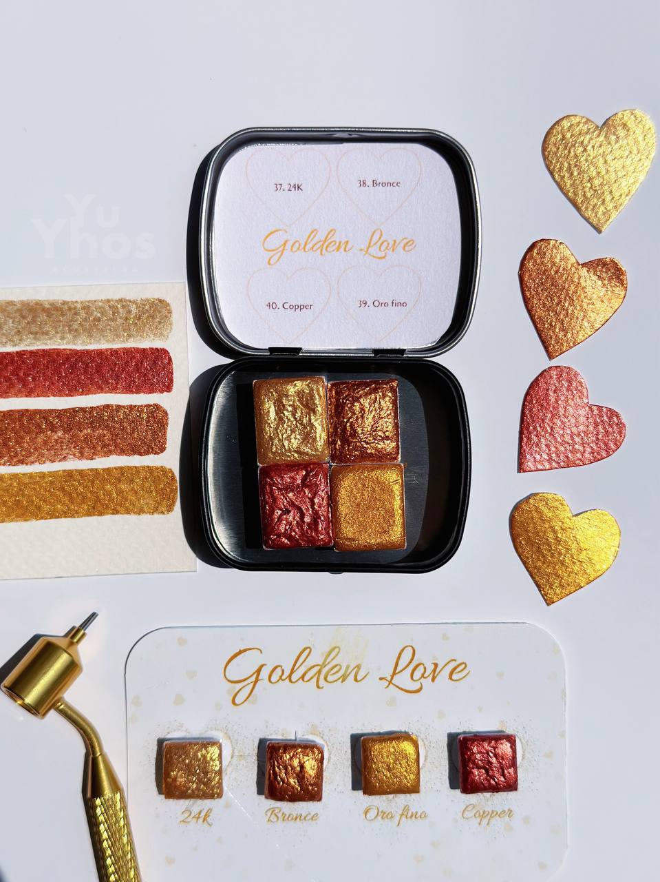 Set GOLDEN LOVE – Acuarelas Metalizadas
