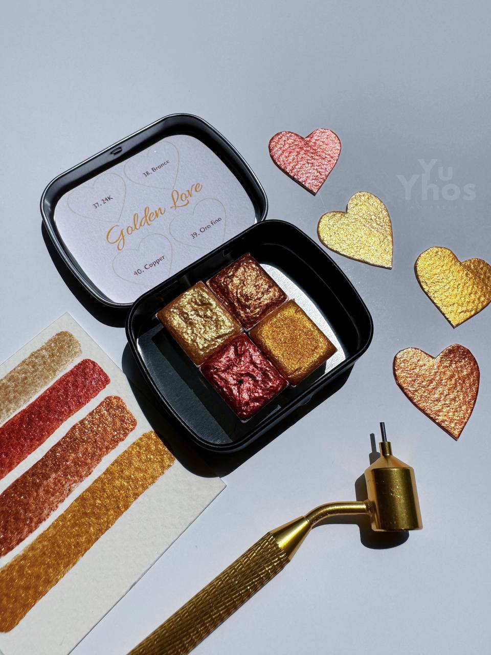 Set GOLDEN LOVE – Acuarelas Metalizadas